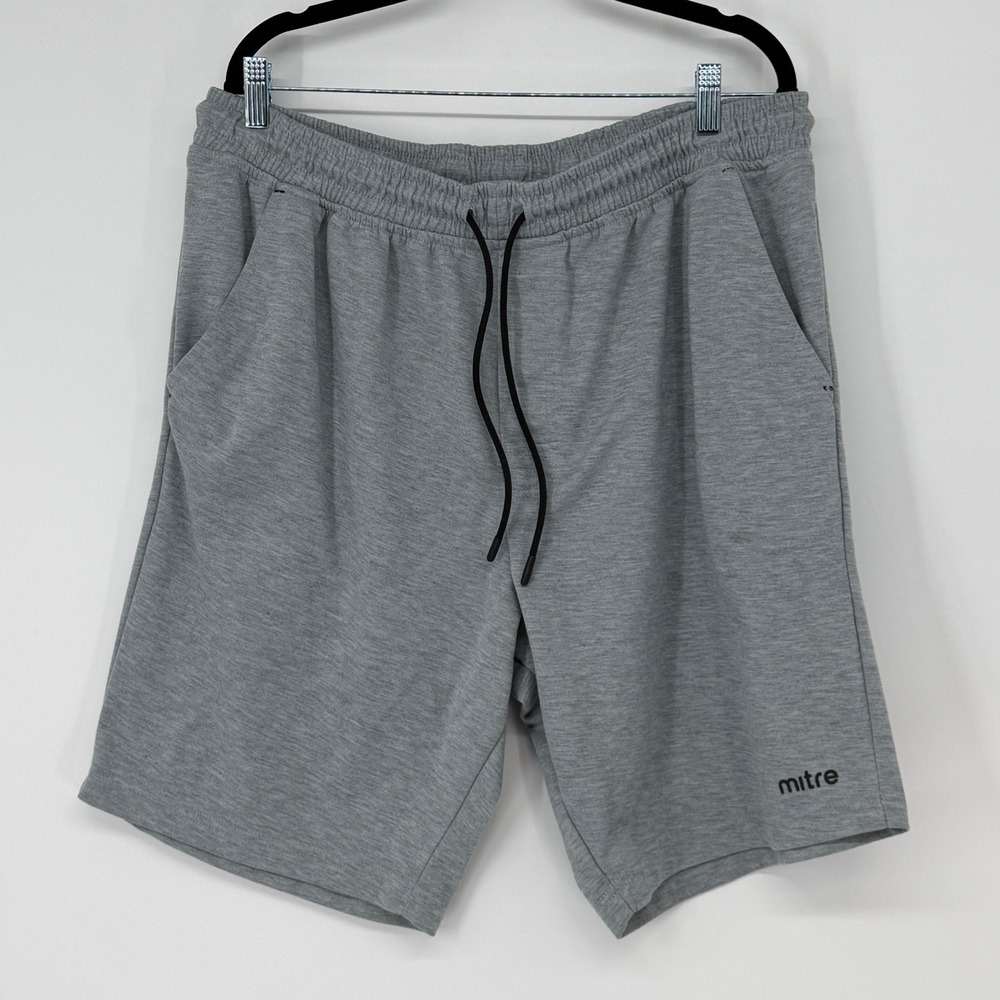 Mitre Mens Gray Athletic Gym Training Shorts‎ Size 2XL Heathered Drawstring